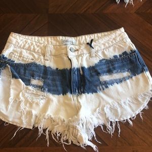 Ombre Washed Denim Shorts